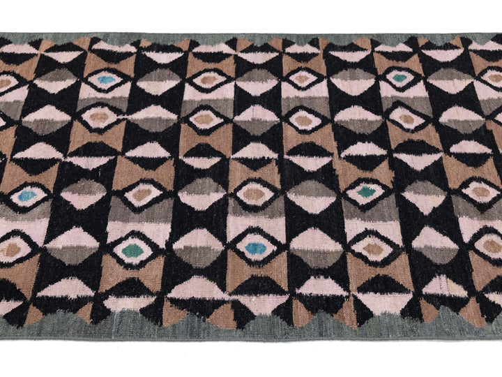 Modern Kilim Wool Runner Rug 3 X 12