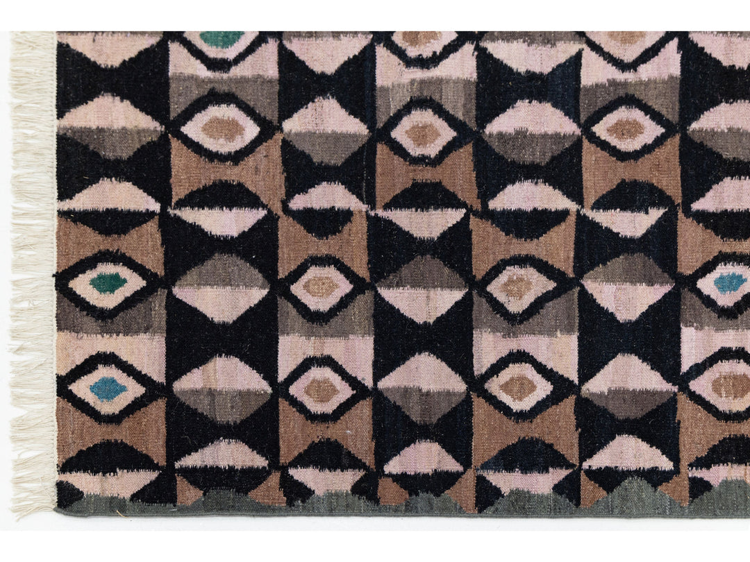 Modern Kilim Wool Runner Rug 3 X 12