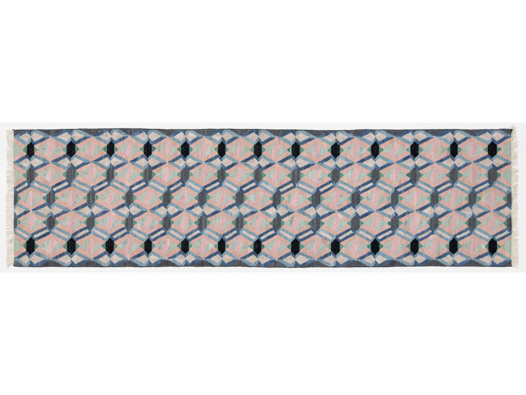 Modern Kilim Wool Runner Rug 3 X 12