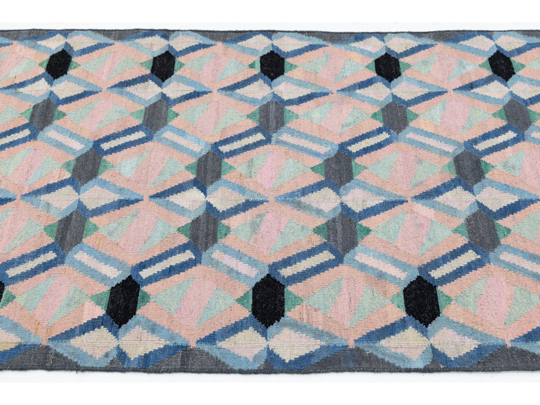 Modern Kilim Wool Runner Rug 3 X 12