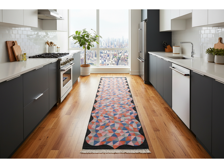 Modern Kilim Wool Runner Rug 3 X 12