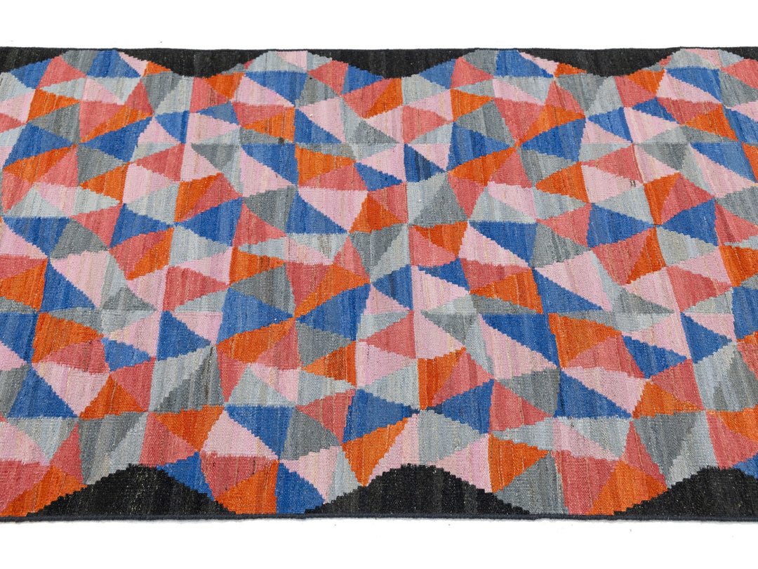 Modern Kilim Wool Runner Rug 3 X 12