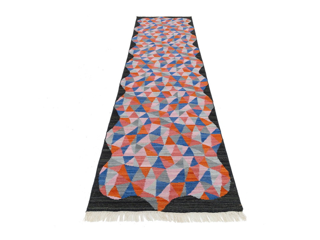 Modern Kilim Wool Runner Rug 3 X 12