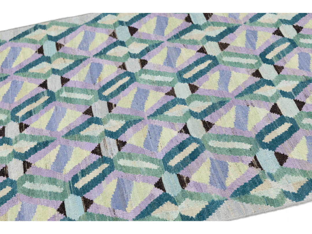 Modern Kilim Wool Runner Rug 3 X 12