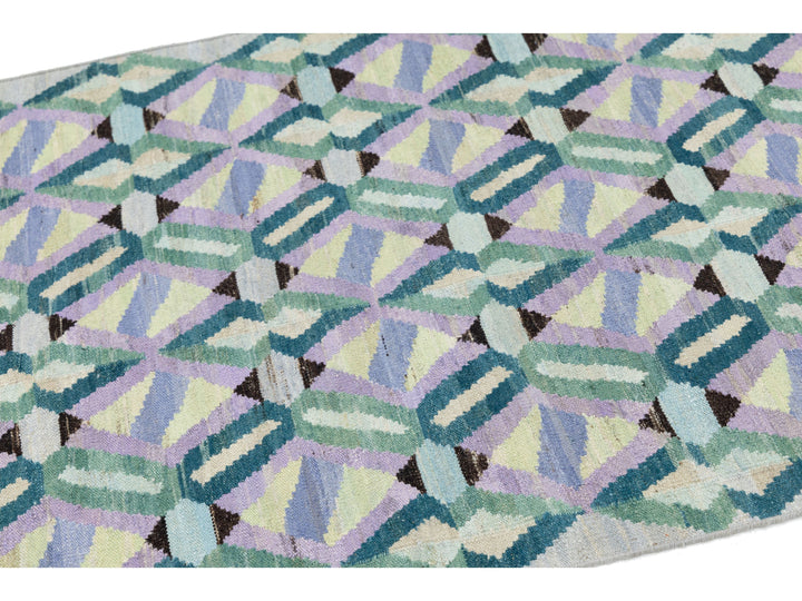Modern Kilim Wool Runner Rug 3 X 12