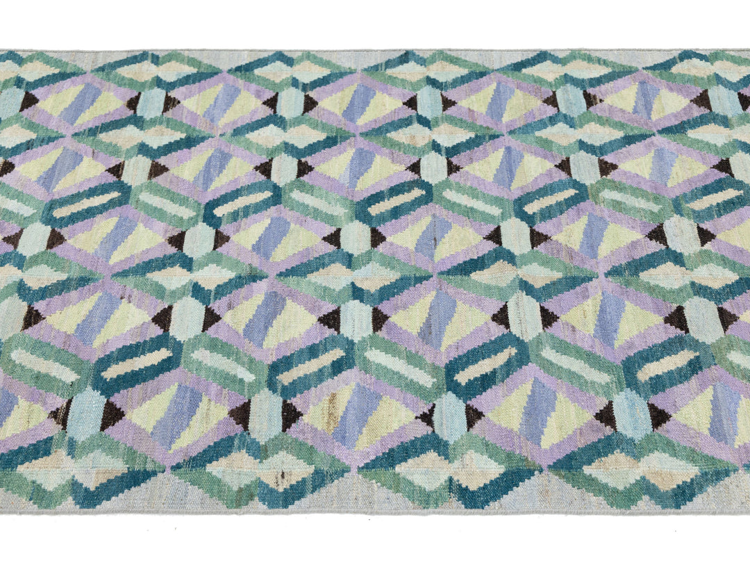 Modern Kilim Wool Runner Rug 3 X 12