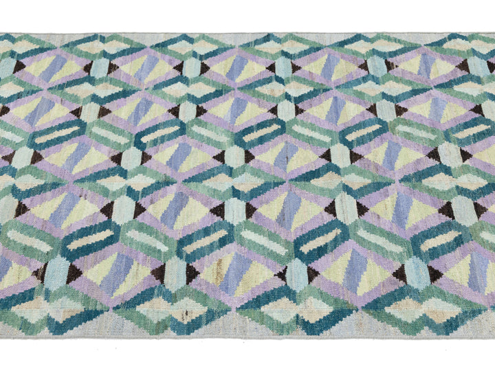 Modern Kilim Wool Runner Rug 3 X 12