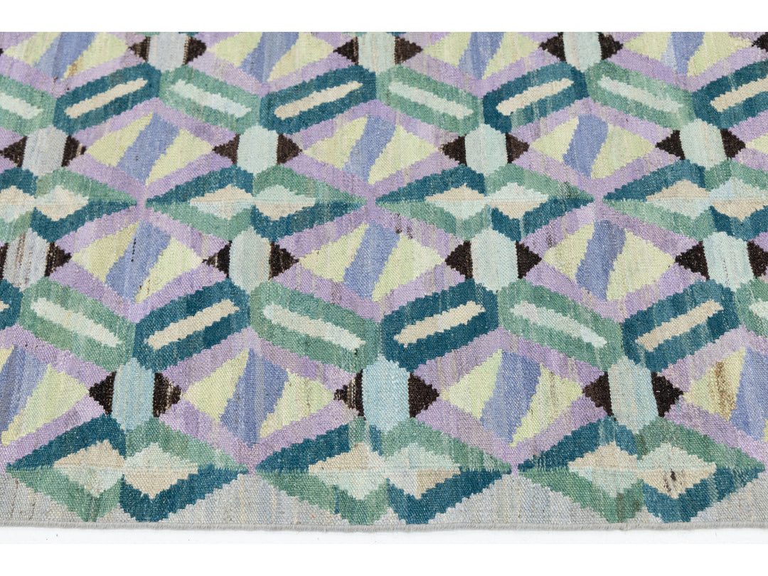 Modern Kilim Wool Runner Rug 3 X 12