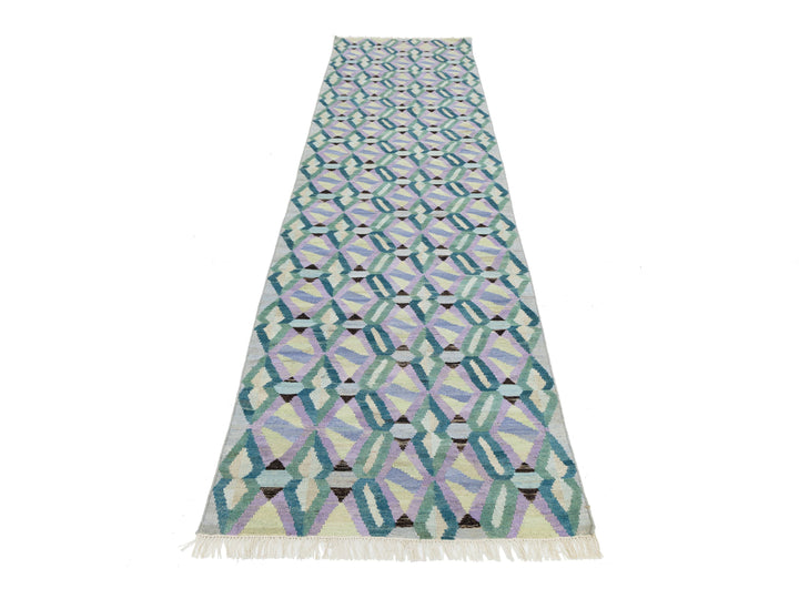 Modern Kilim Wool Runner Rug 3 X 12