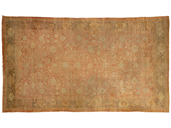 Antique Mahal Wool Rug 15 X 25