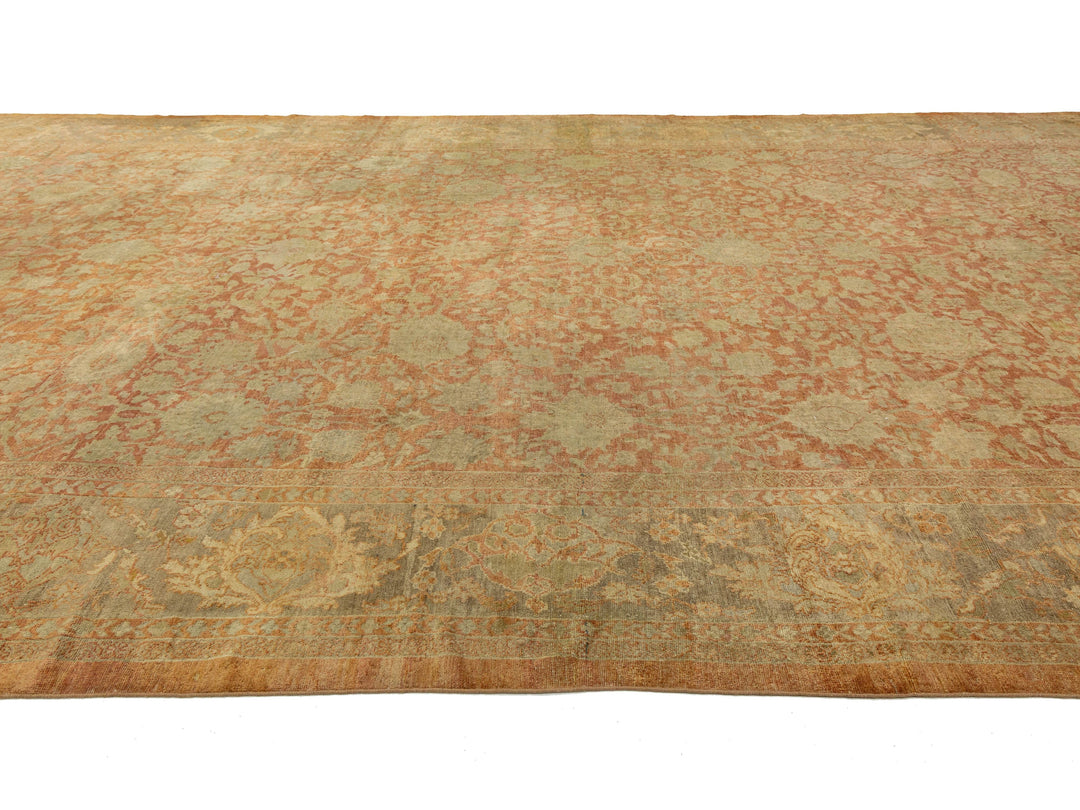 Antique Mahal Wool Rug 15 X 25