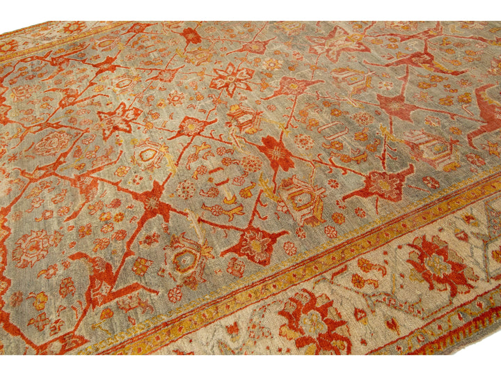 Antique Turkish Oushak Wool Rug 10 X 13