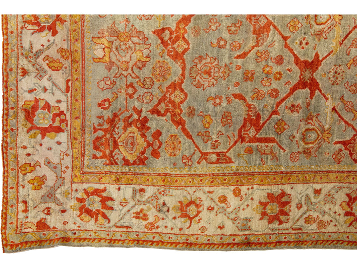 Antique Turkish Oushak Wool Rug 10 X 13