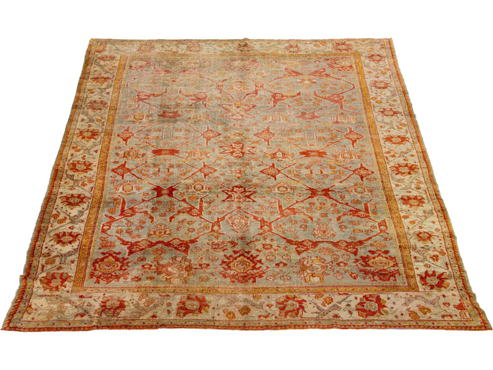 Antique Turkish Oushak Wool Rug 10 X 13