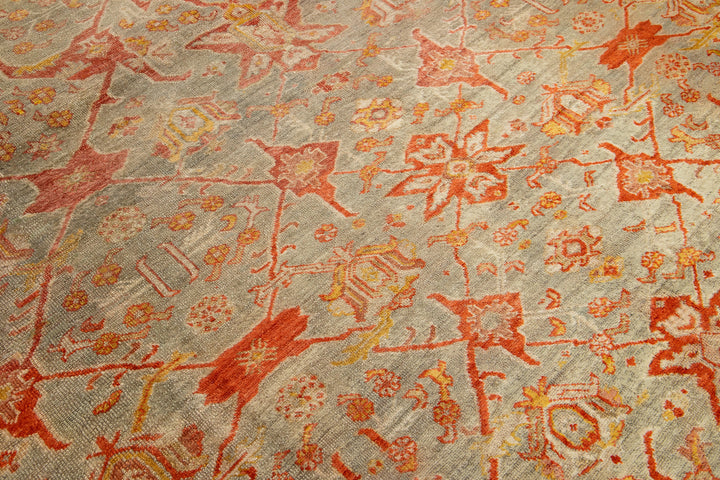 Antique Turkish Oushak Wool Rug 10 X 13