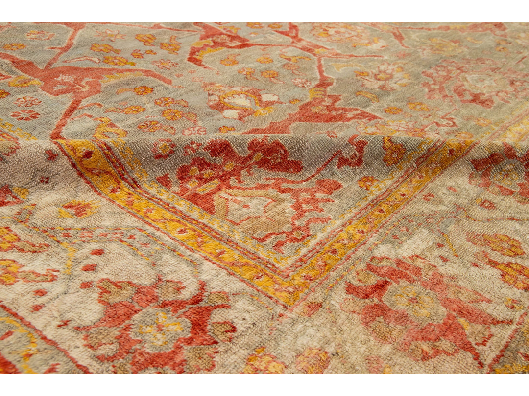 Antique Turkish Oushak Wool Rug 10 X 13