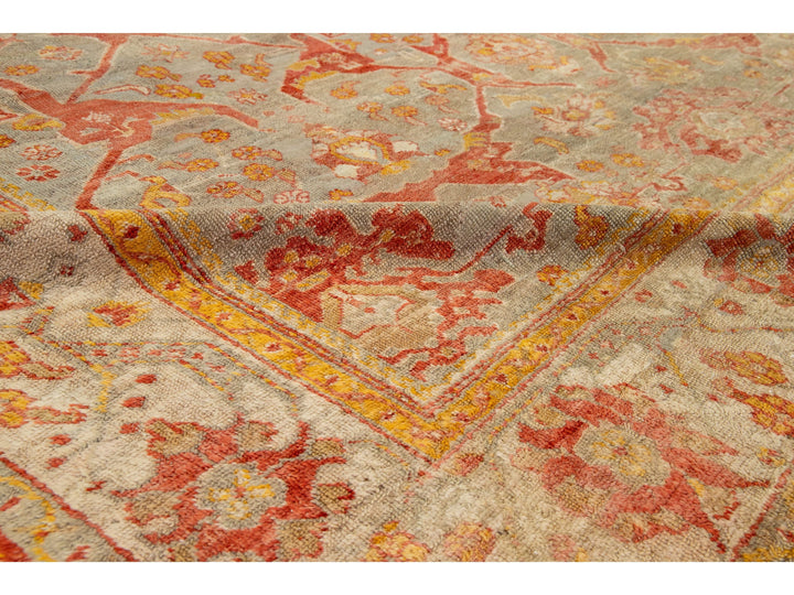 Antique Turkish Oushak Wool Rug 10 X 13