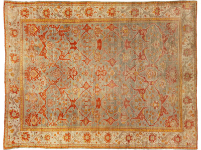 Antique Turkish Oushak Wool Rug 10 X 13