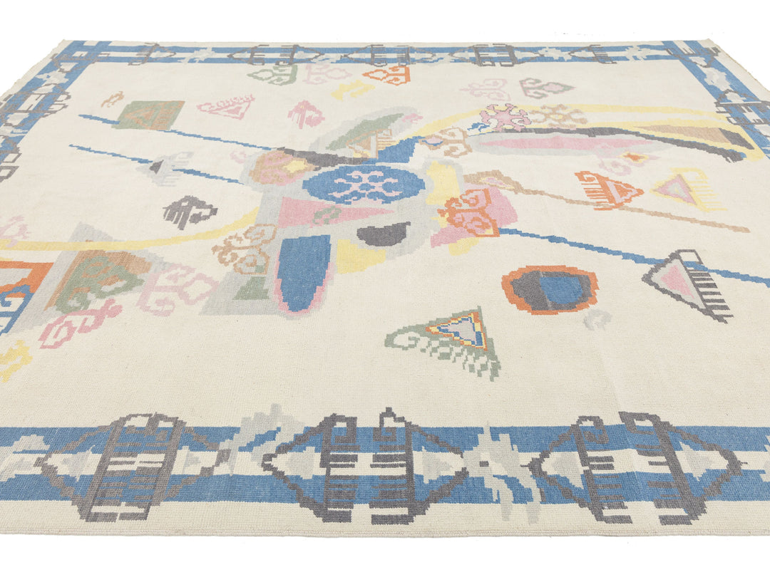 Modern Art Deco Wool Rug 9 X 12