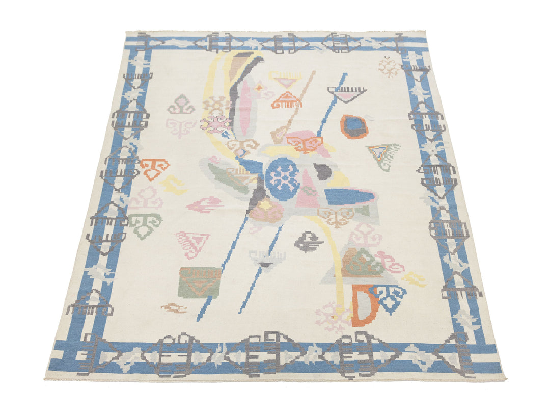 Modern Art Deco Wool Rug 9 X 12