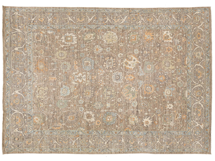 Modern Oushak Wool Rug 9 X 13