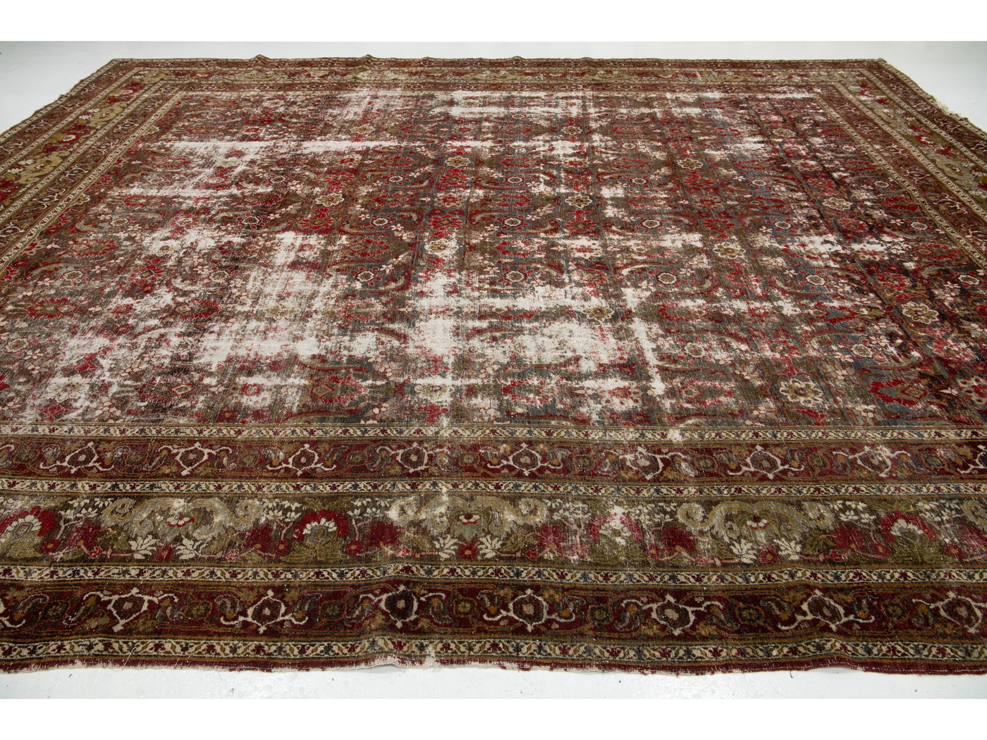 Antique Persian Mahal Wool Rug 12 X 16