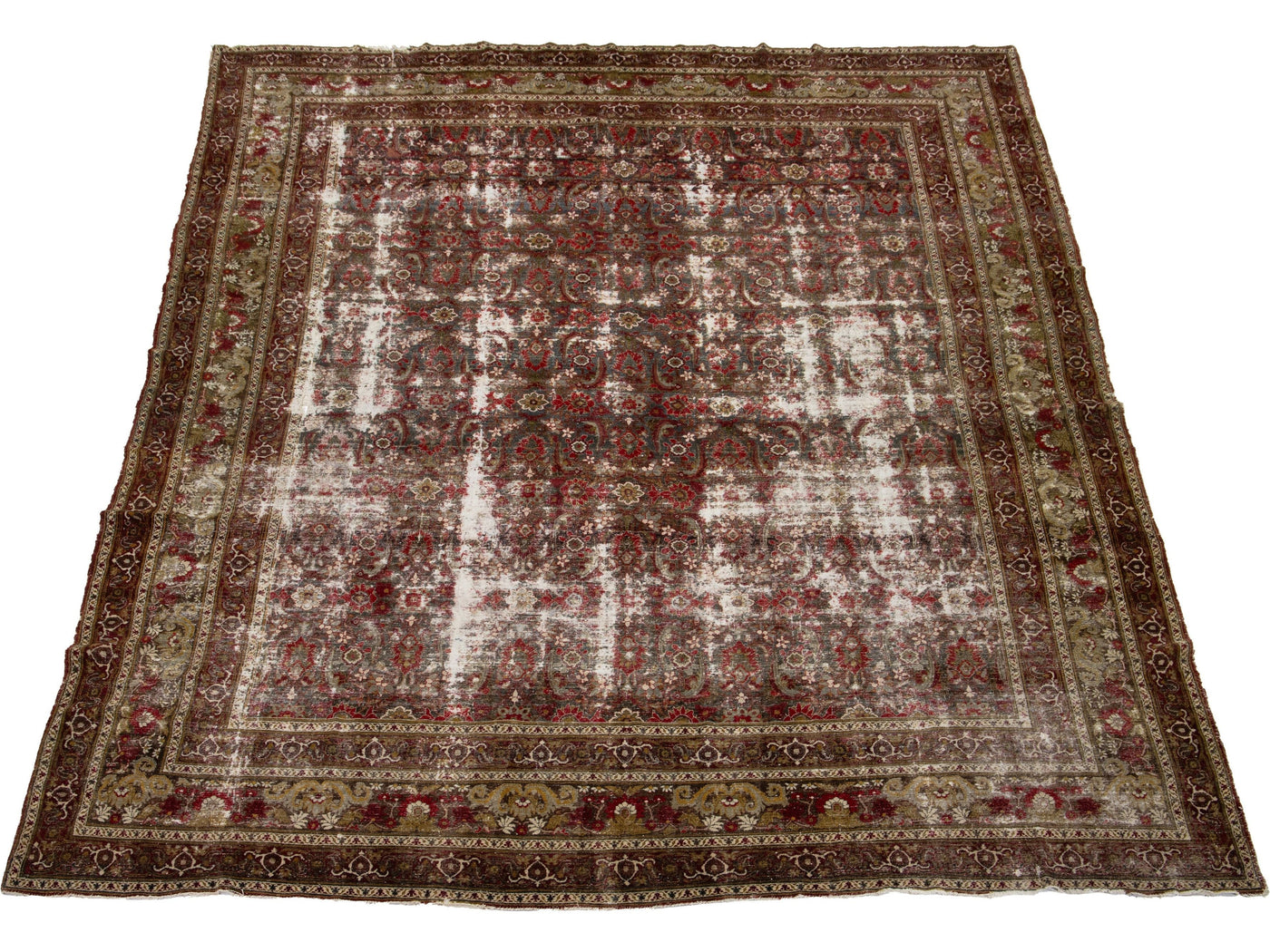 Antique Persian Mahal Wool Rug 12 X 16