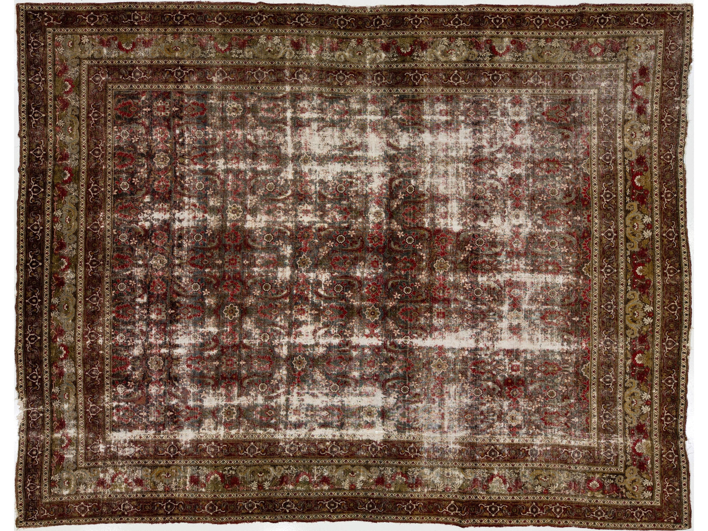 Antique Persian Mahal Wool Rug 12 X 16