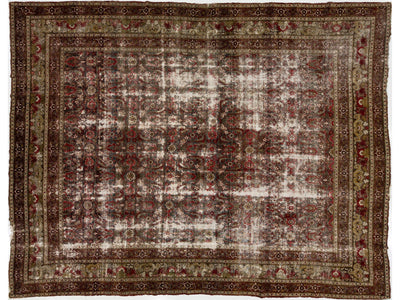 Antique Persian Mahal Wool Rug 12 X 16