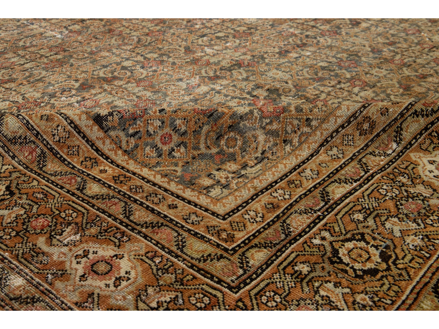 Antique Persian Tabriz Wool Rug 12 X 17