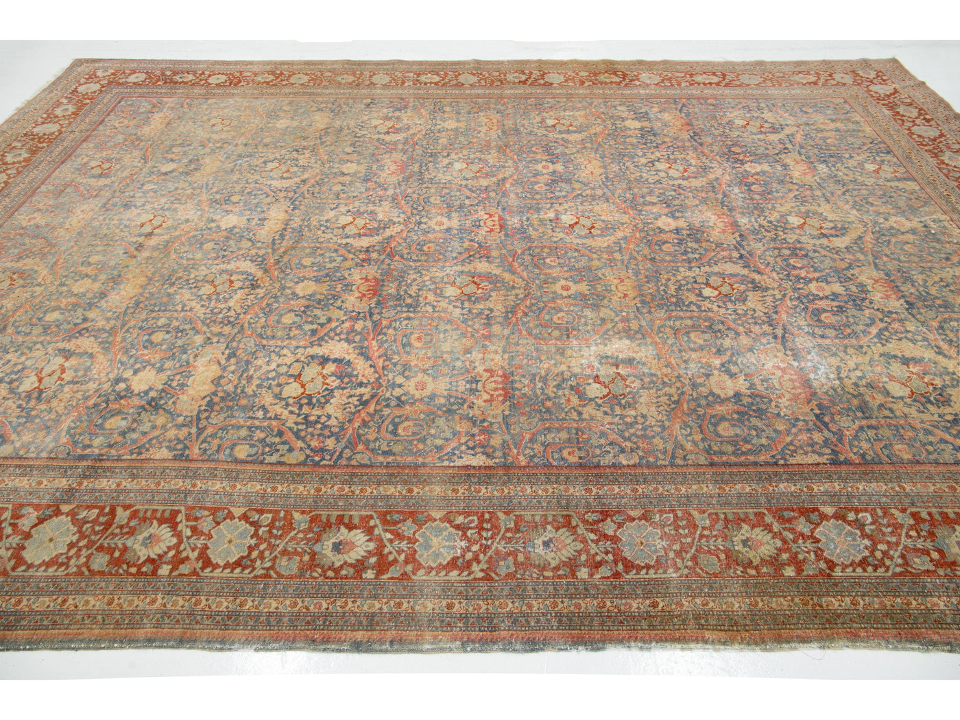 Antique Persian Mahal Wool Rug 10 X 14