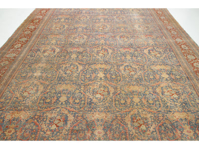 Antique Persian Mahal Wool Rug 10 X 14