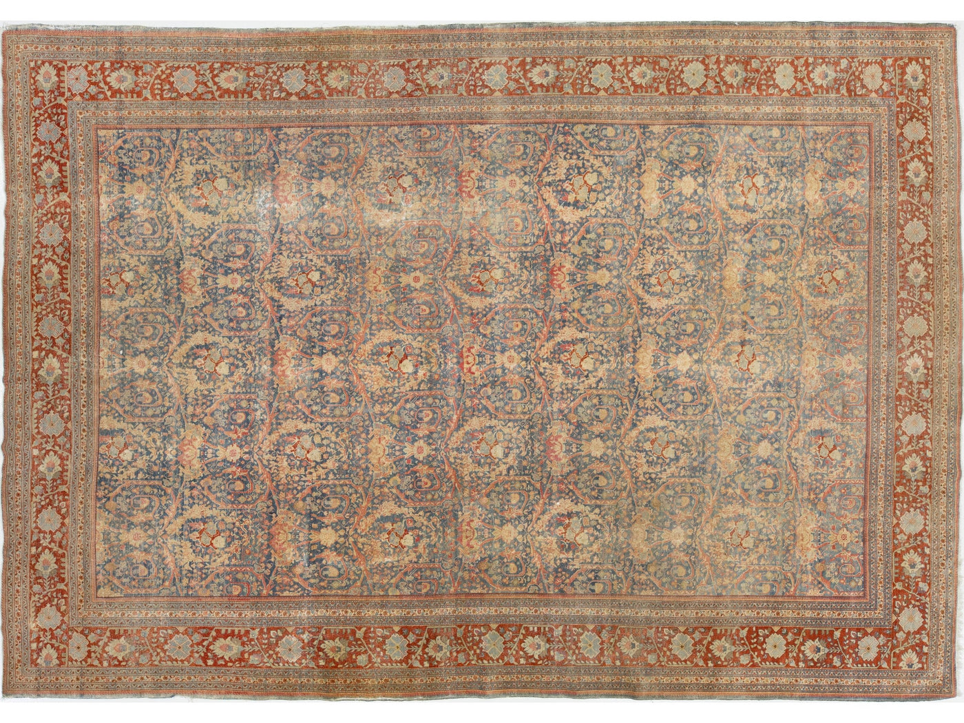 Antique Persian Mahal Wool Rug 10 X 14