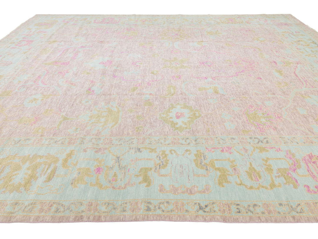 Modern Oushak Wool Rug 13 X 15