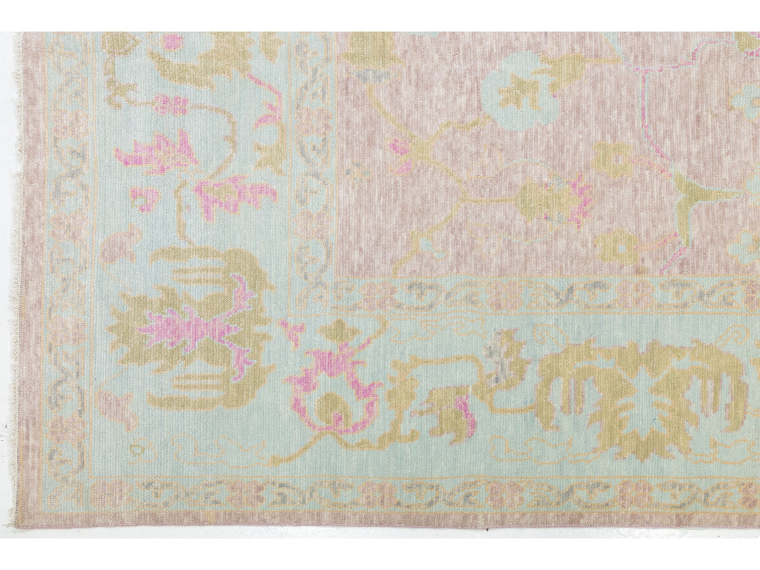 Modern Oushak Wool Rug 13 X 15