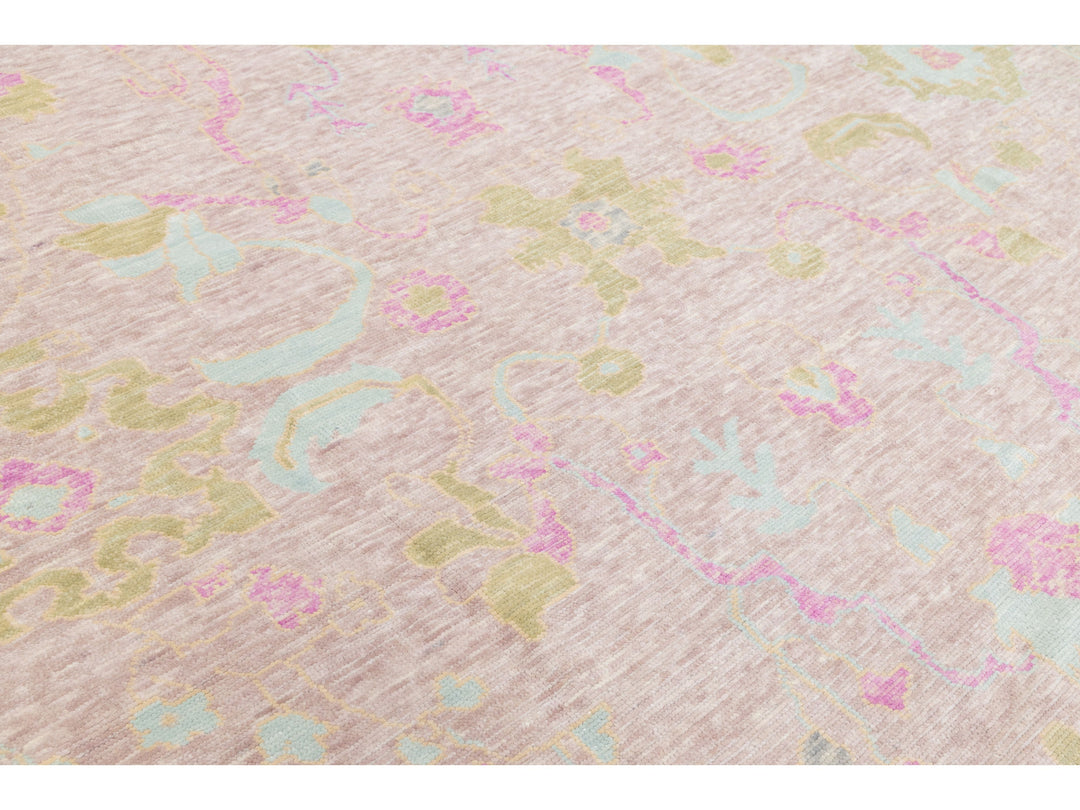 Modern Oushak Wool Rug 13 X 15