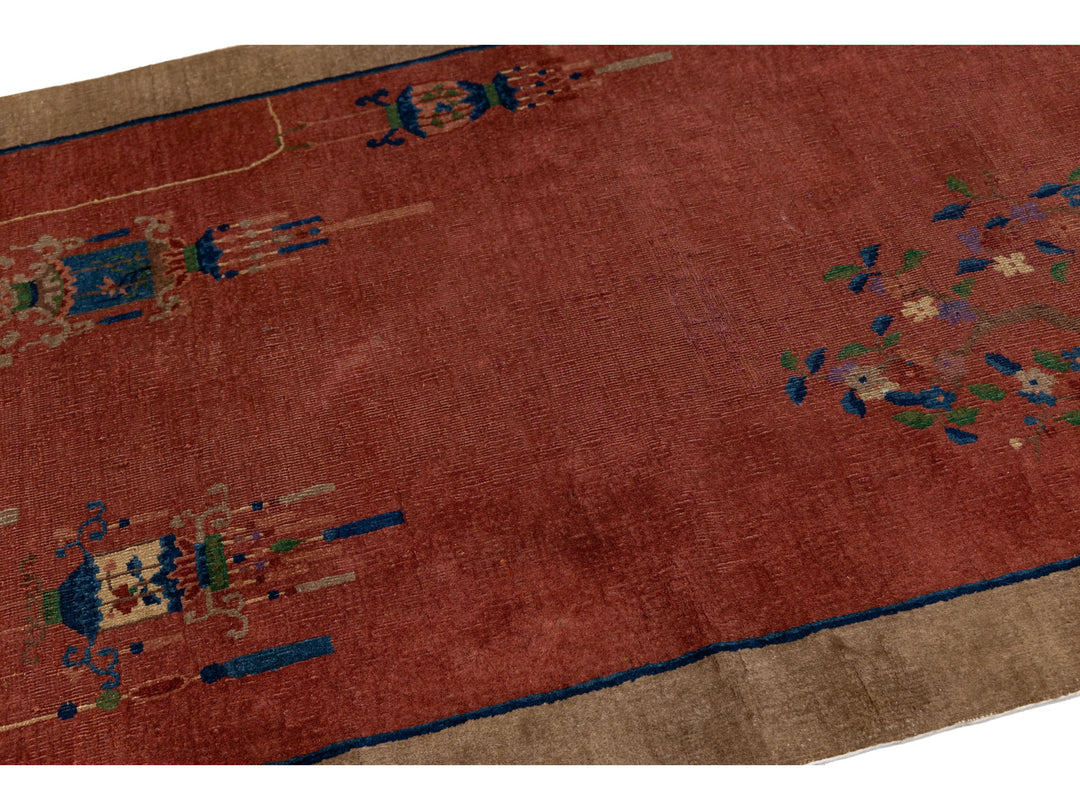 Antique Art Deco Chinese Wool Rug 4 X 7