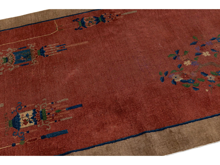 Antique Art Deco Chinese Wool Rug 4 X 7