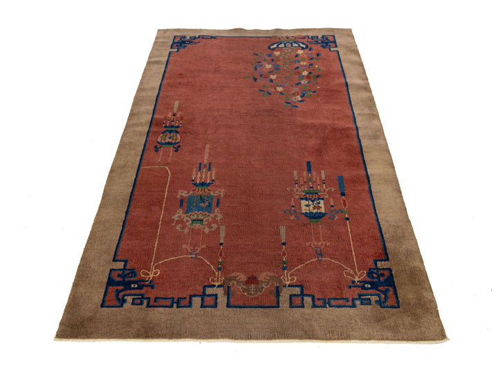 Antique Art Deco Chinese Wool Rug 4 X 7