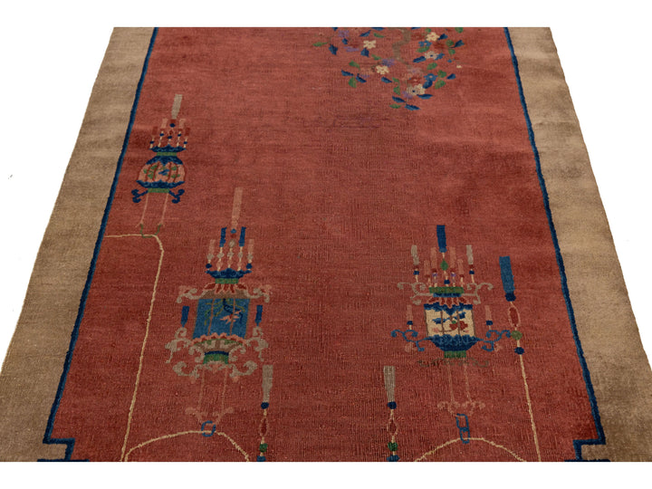 Antique Art Deco Chinese Wool Rug 4 X 7