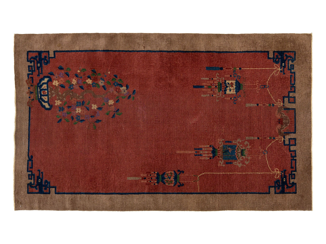 Antique Art Deco Chinese Wool Rug 4 X 7