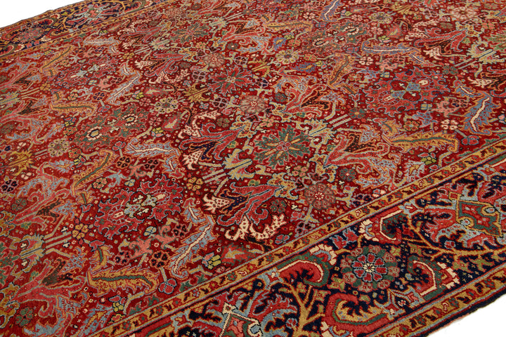 Antique Persian Heriz Wool Rug 9 X 13