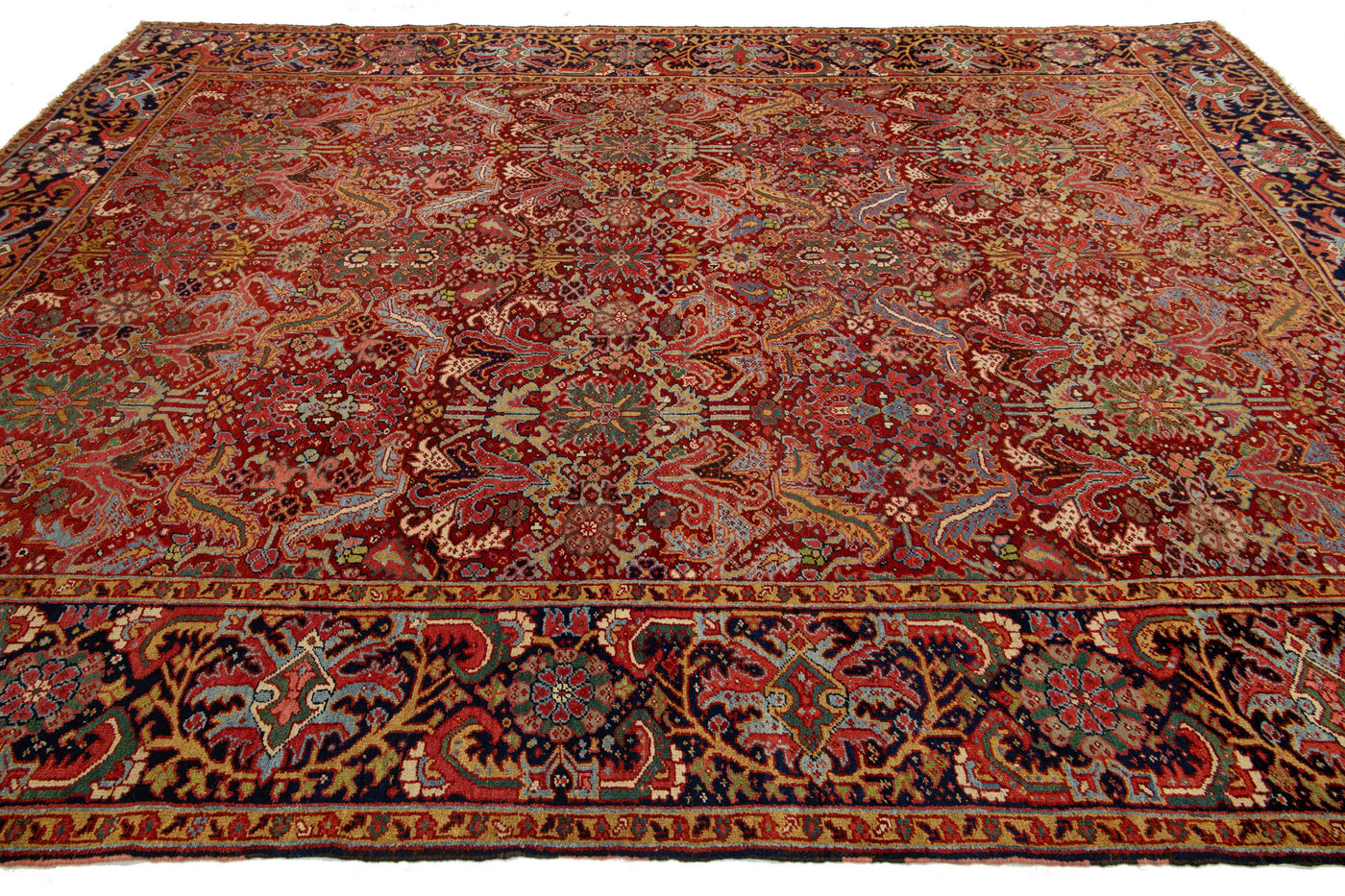 Antique Persian Heriz Wool Rug 9 X 13