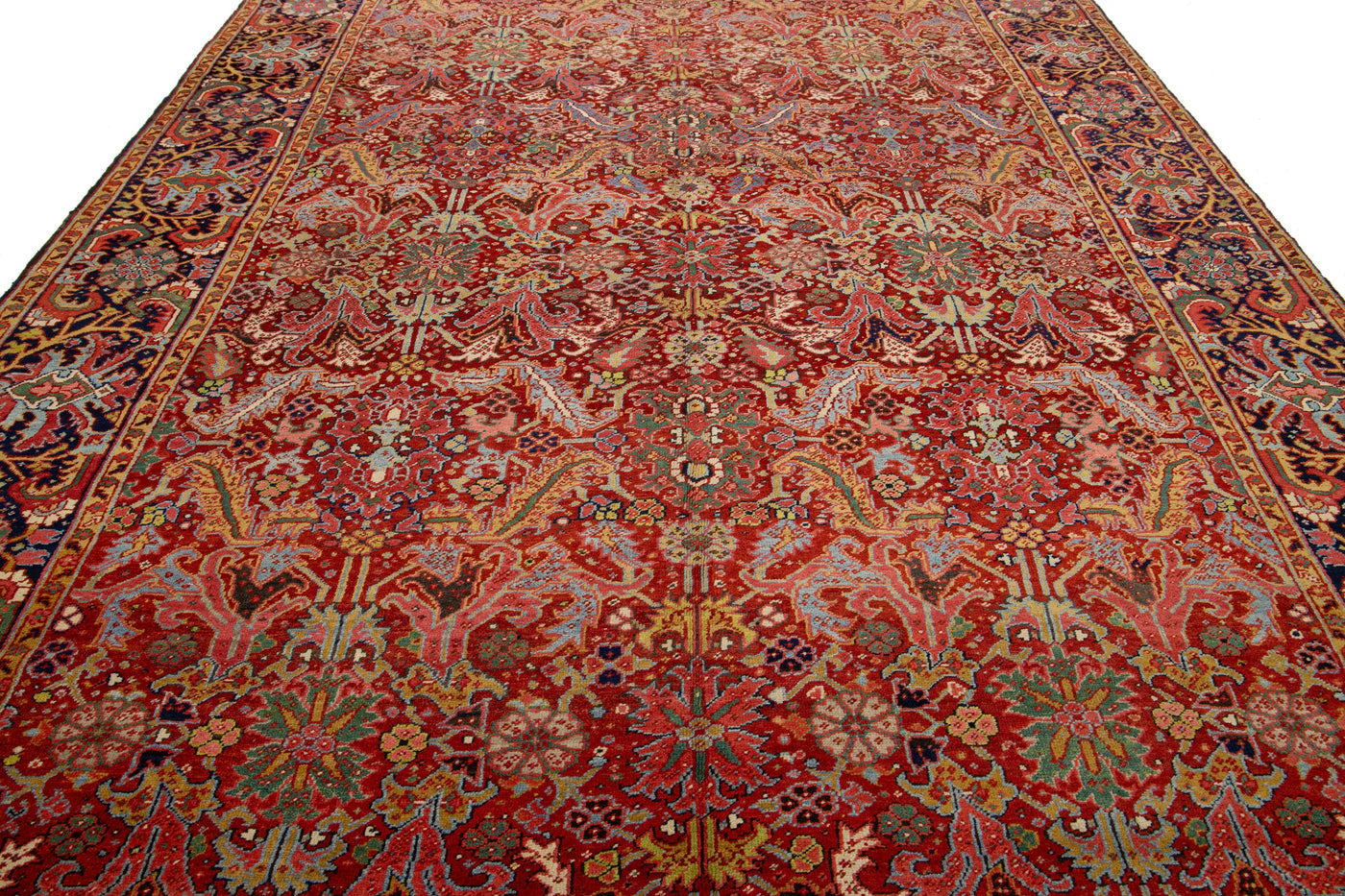 Antique Persian Heriz Wool Rug 9 X 13