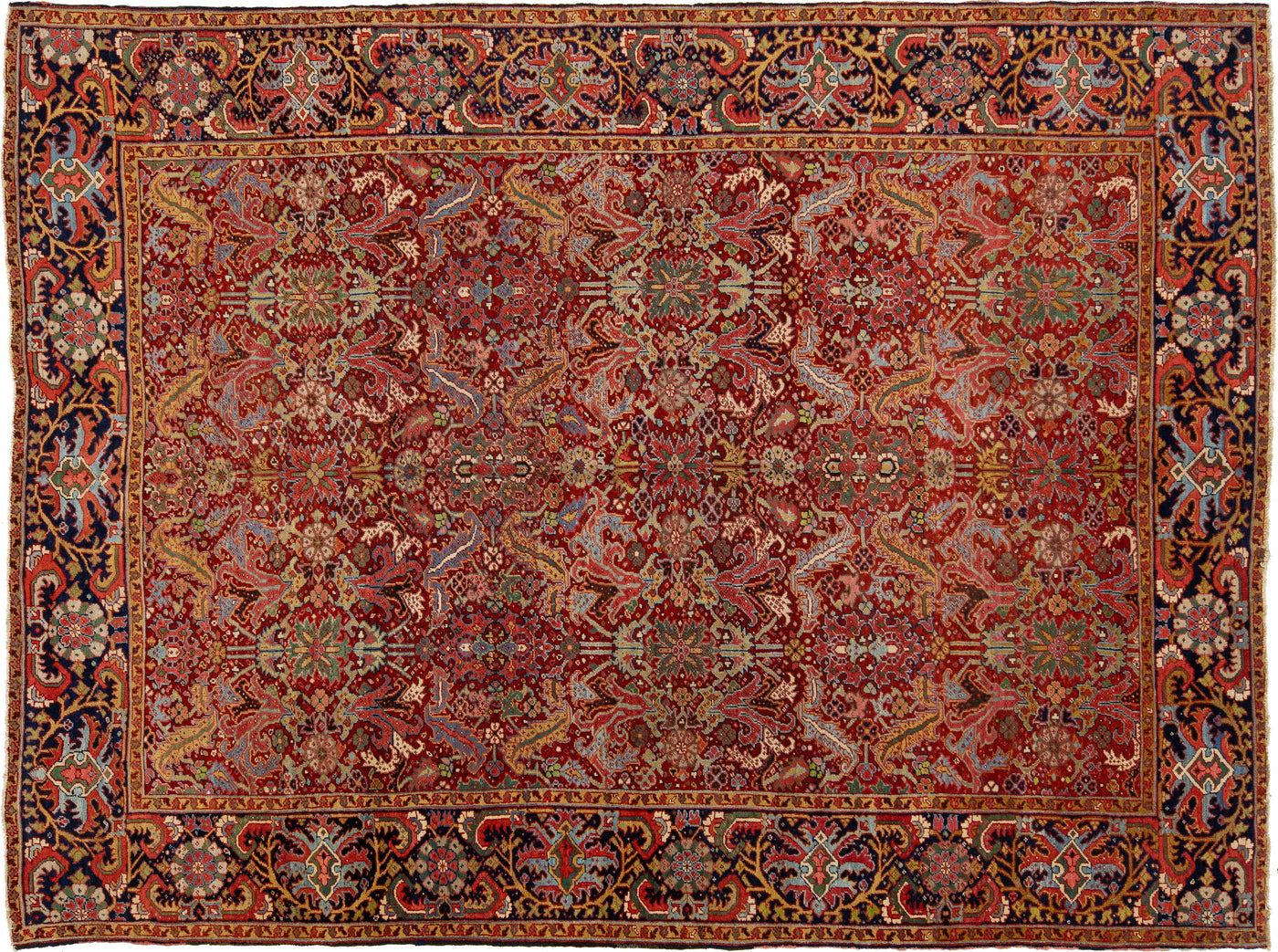 Antique Persian Heriz Wool Rug 9 X 13