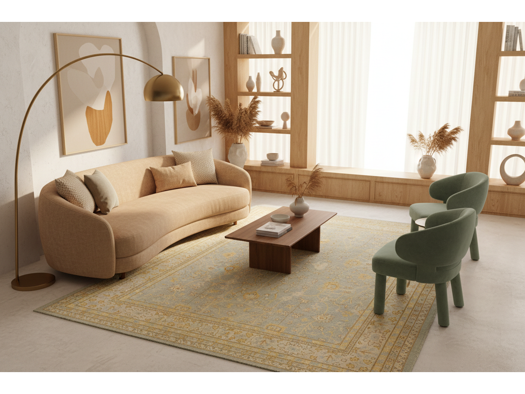 Modern Oushak Wool Rug 15 X 23