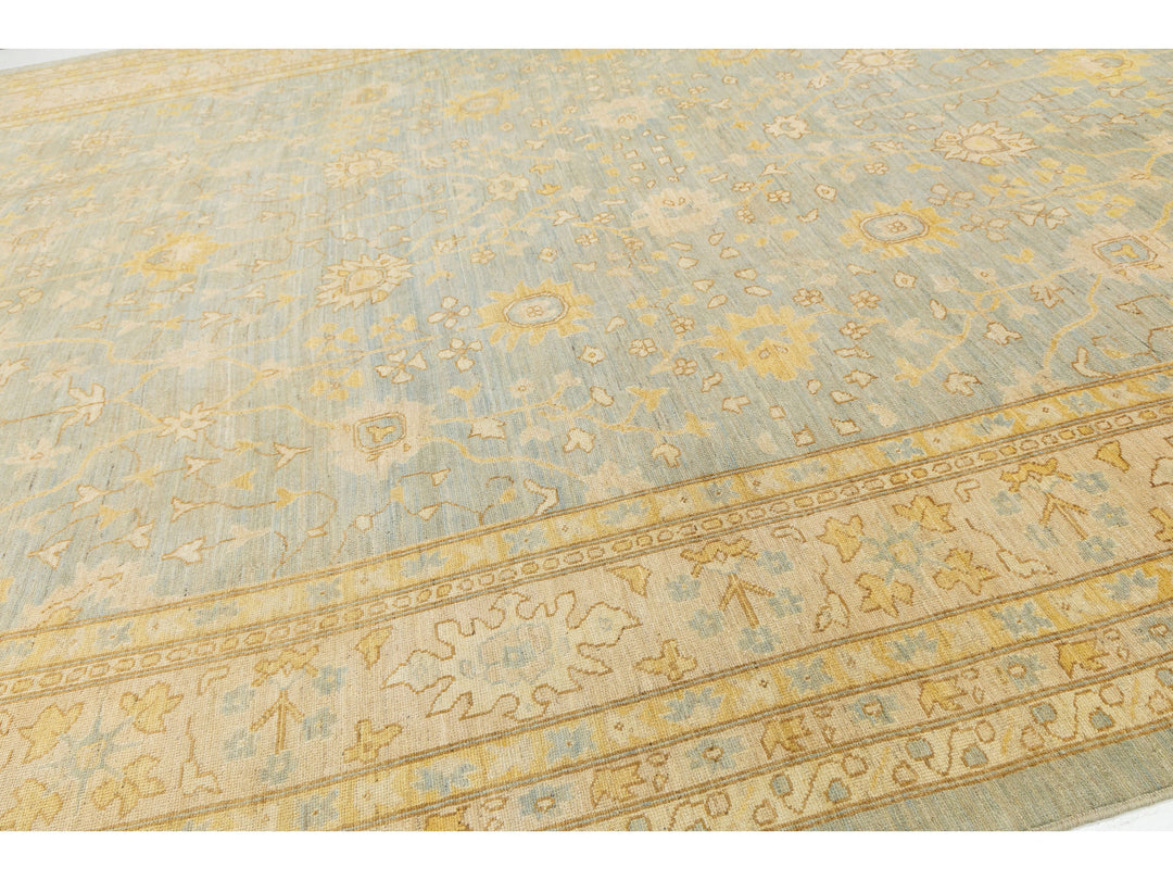 Modern Oushak Wool Rug 15 X 23