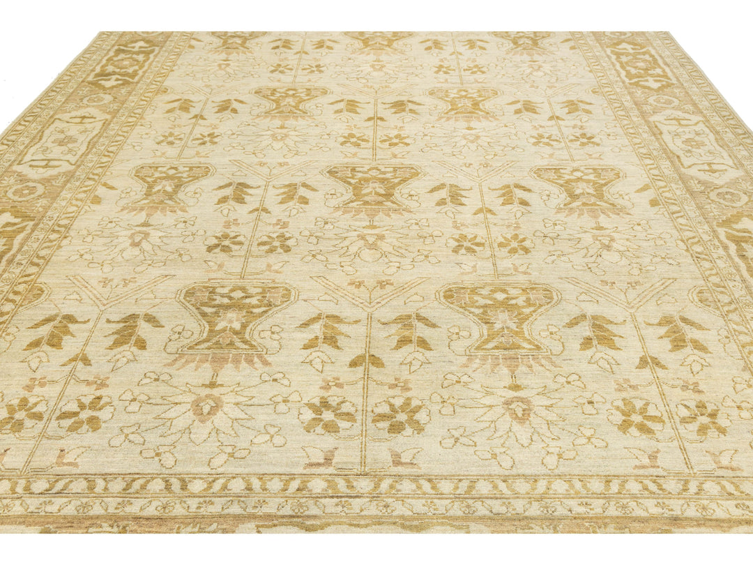 Modern Oushak Wool Rug 10 X 14
