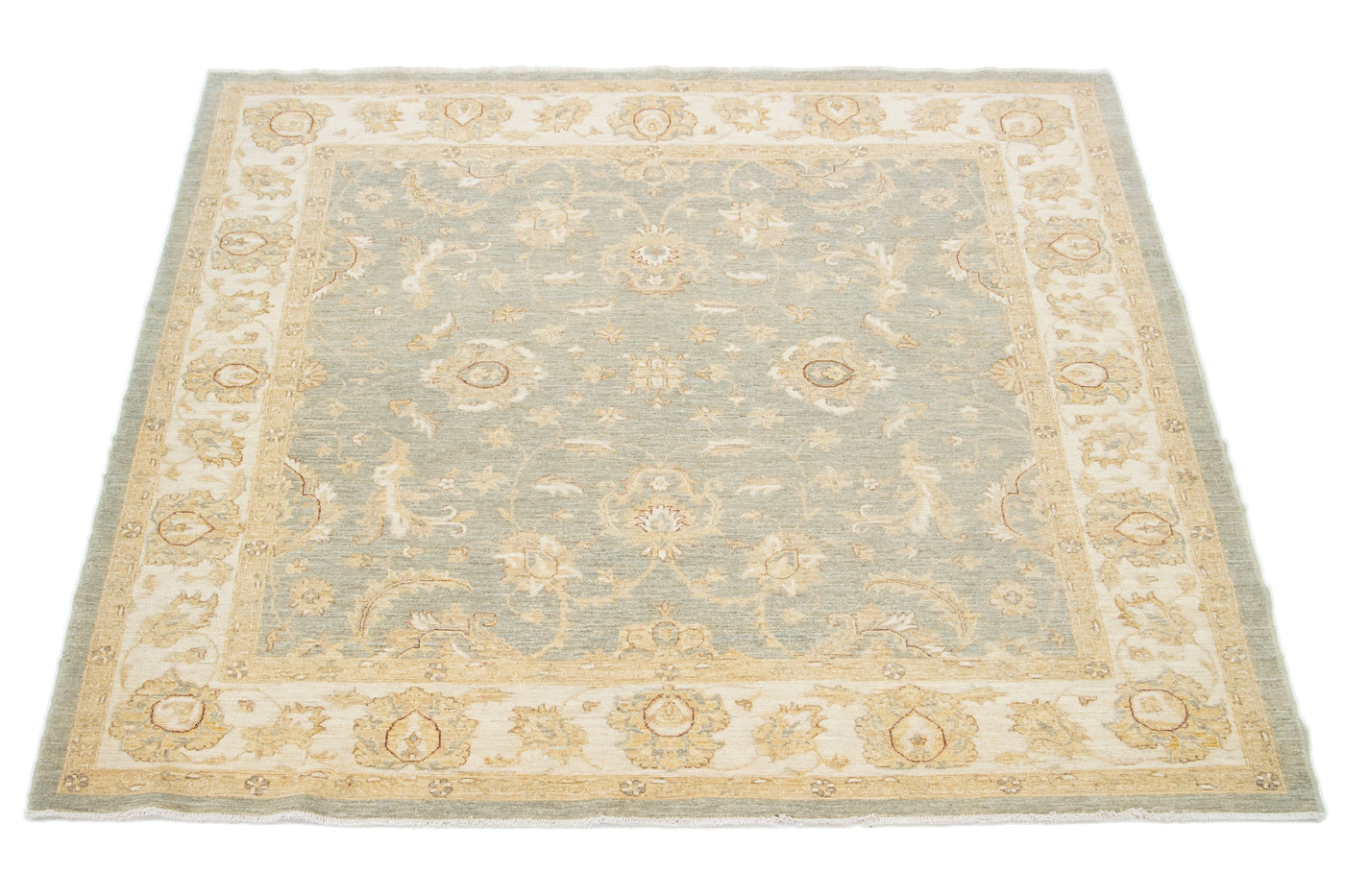 Modern Oushak Square Wool Rug 8 X 8