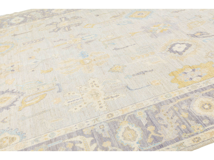 Modern Oushak Wool Rug 9 X 12